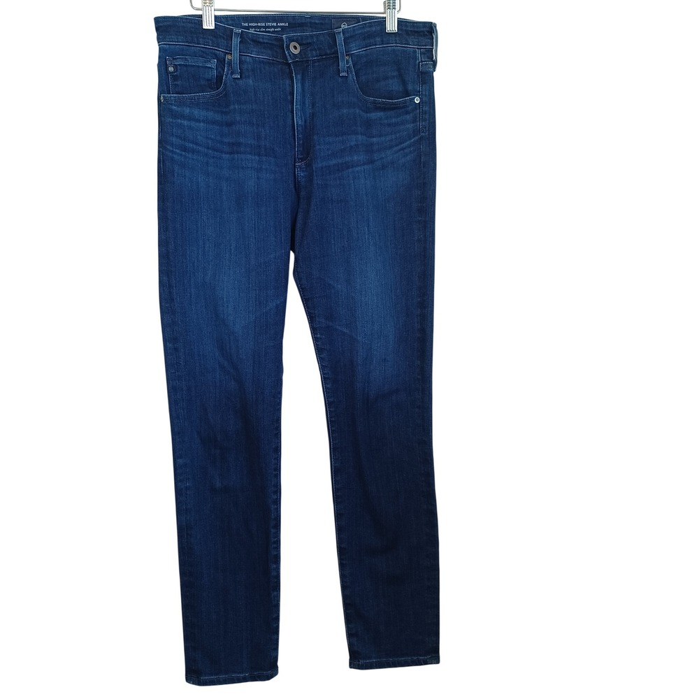 AG Adriano Goldschmied‎ High Rise Stevie Ankle Slim Straight Jeans Dark Wash 29R